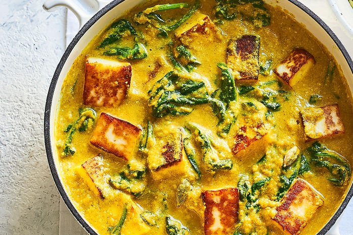 Paneer korma in a large pot