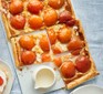 Easy apricot & marzipan tart cut into squares