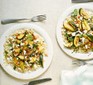 Courgette, chilli & mint with pearl couscous served on plates