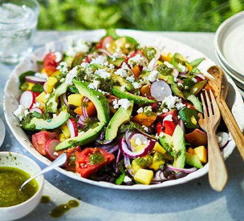 Large summer salad on a plate