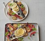 Roast sea bass & vegetable traybake