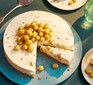 Gooseberry cheesecake cut into slices