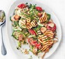 Halloumi & quinoa fattoush served on a plate