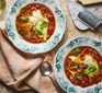 Two bowls of lasagne soup