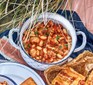 One-pan smoky beans & sausage meatballs