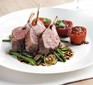 Rack of lamb with warm salad of mixed beans & slow-roast tomatoes