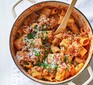 Sausage ragu served in a casserole dish