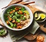 Sticky tempeh stir-fry in a bowl