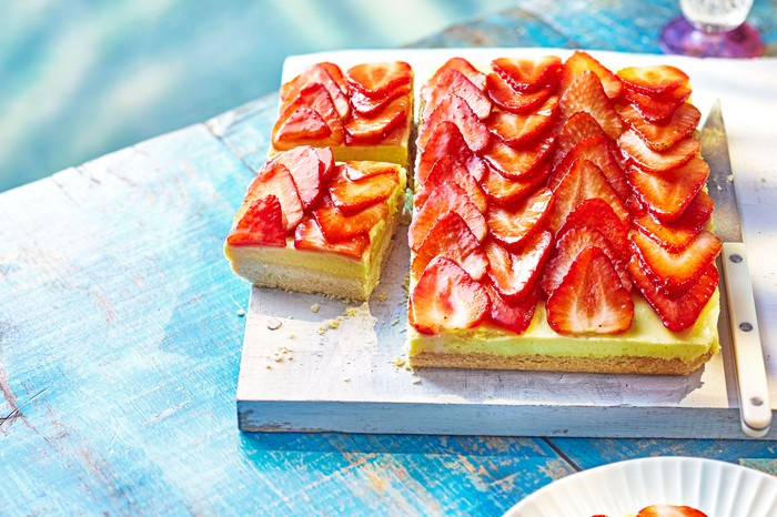 Strawberries & cream slice