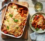 Vegetable pasta bake in a baking dish